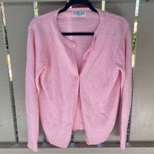 Pink Coconut Row Palm Beach Golf Knit Cardigan Sweater